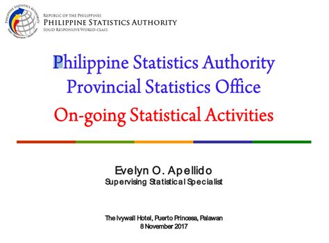 Philippine Statistics Authority NCR III Provincial Statistical Office.